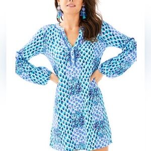 Lilly Pulitzer Joy Tunic Dress Pineapple Print Fringe Detail Pullover Size Large